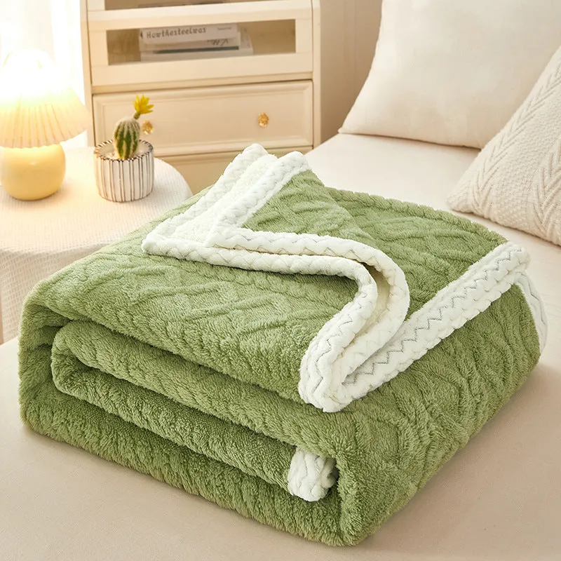 Double Thickened Coral Fleece Sofa Blanket