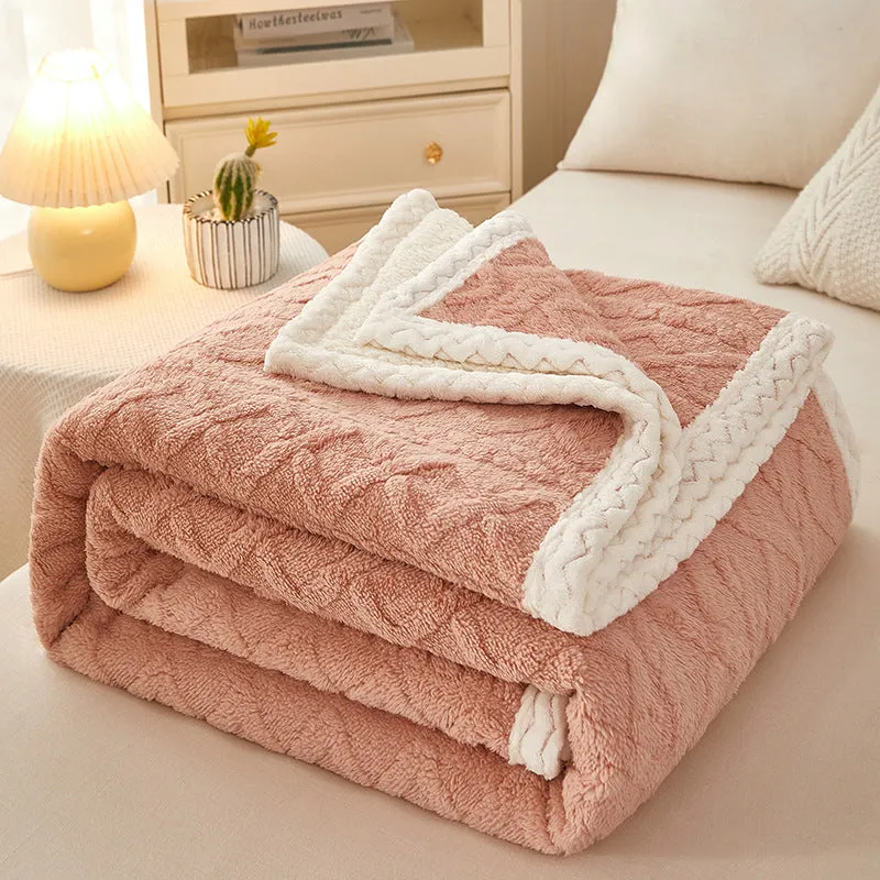 Double Thickened Coral Fleece Sofa Blanket