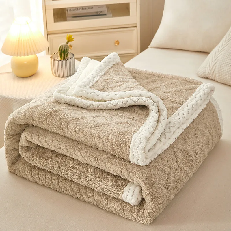 Double Thickened Coral Fleece Sofa Blanket