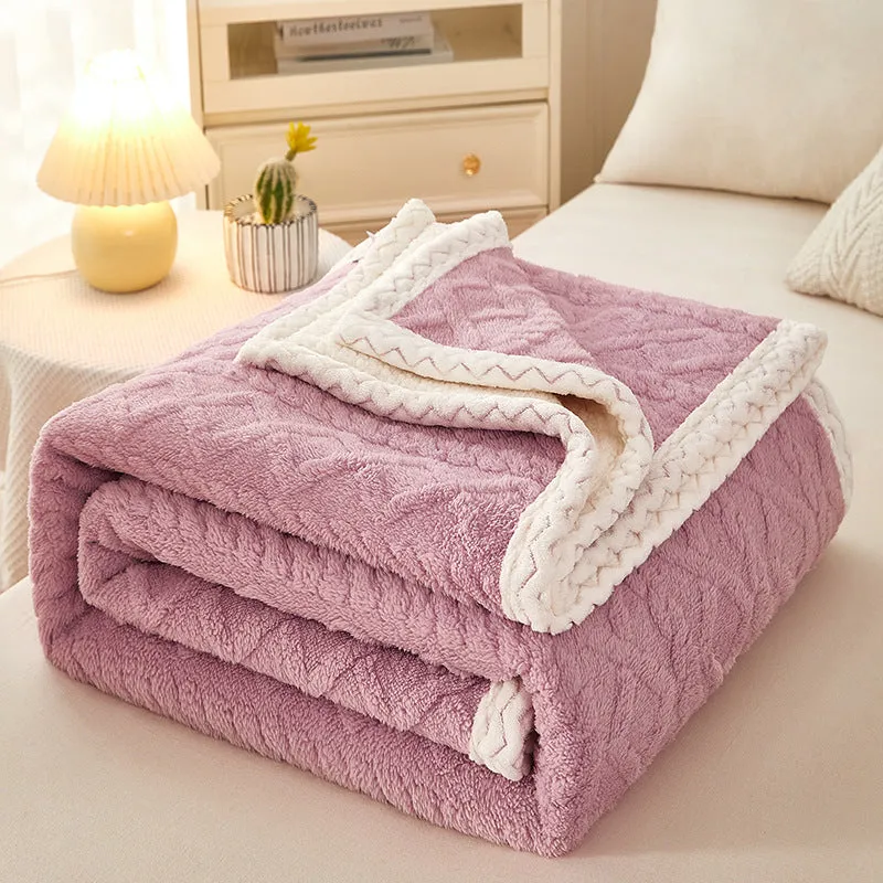 Double Thickened Coral Fleece Sofa Blanket