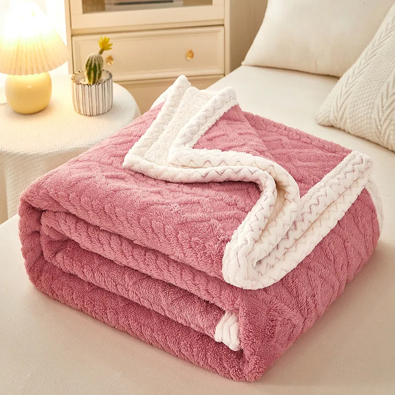 Double Thickened Coral Fleece Sofa Blanket