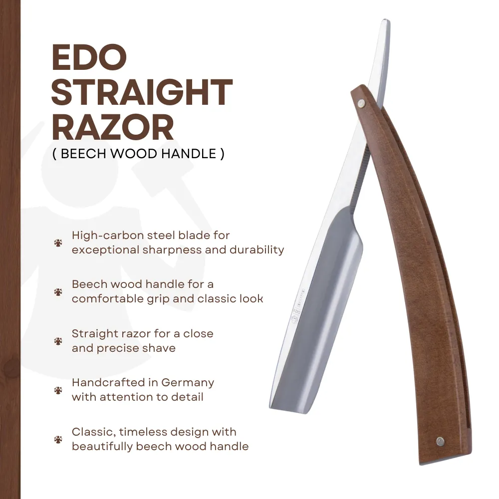 DV-8009143, Dovo Straight Razor EDO, 5/8”, carbon, 1/1 full hollow, Ultra compressed beech wood