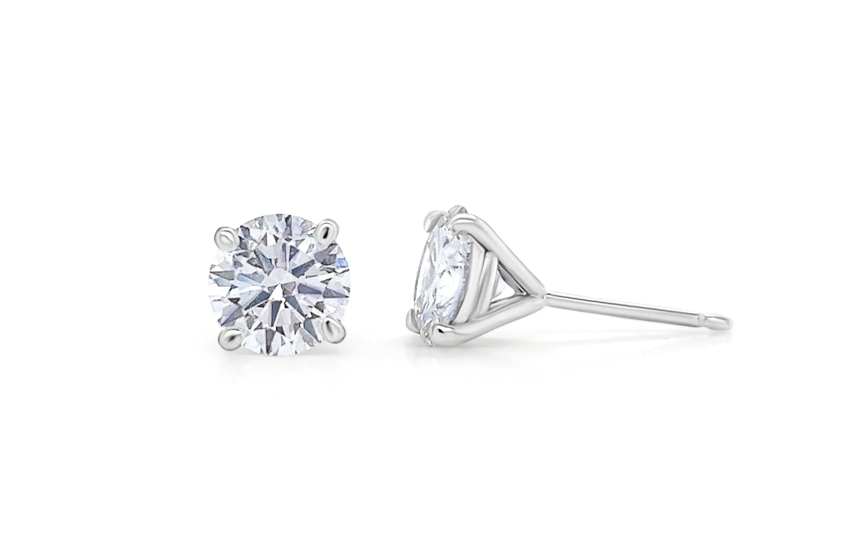 Earrings 1.20cts Natural Round Diamonds 18kt Gold Studs GIA