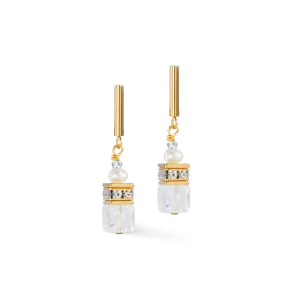Earrings GeoCUBE® Fusion Precious Pearl Mix gold-white