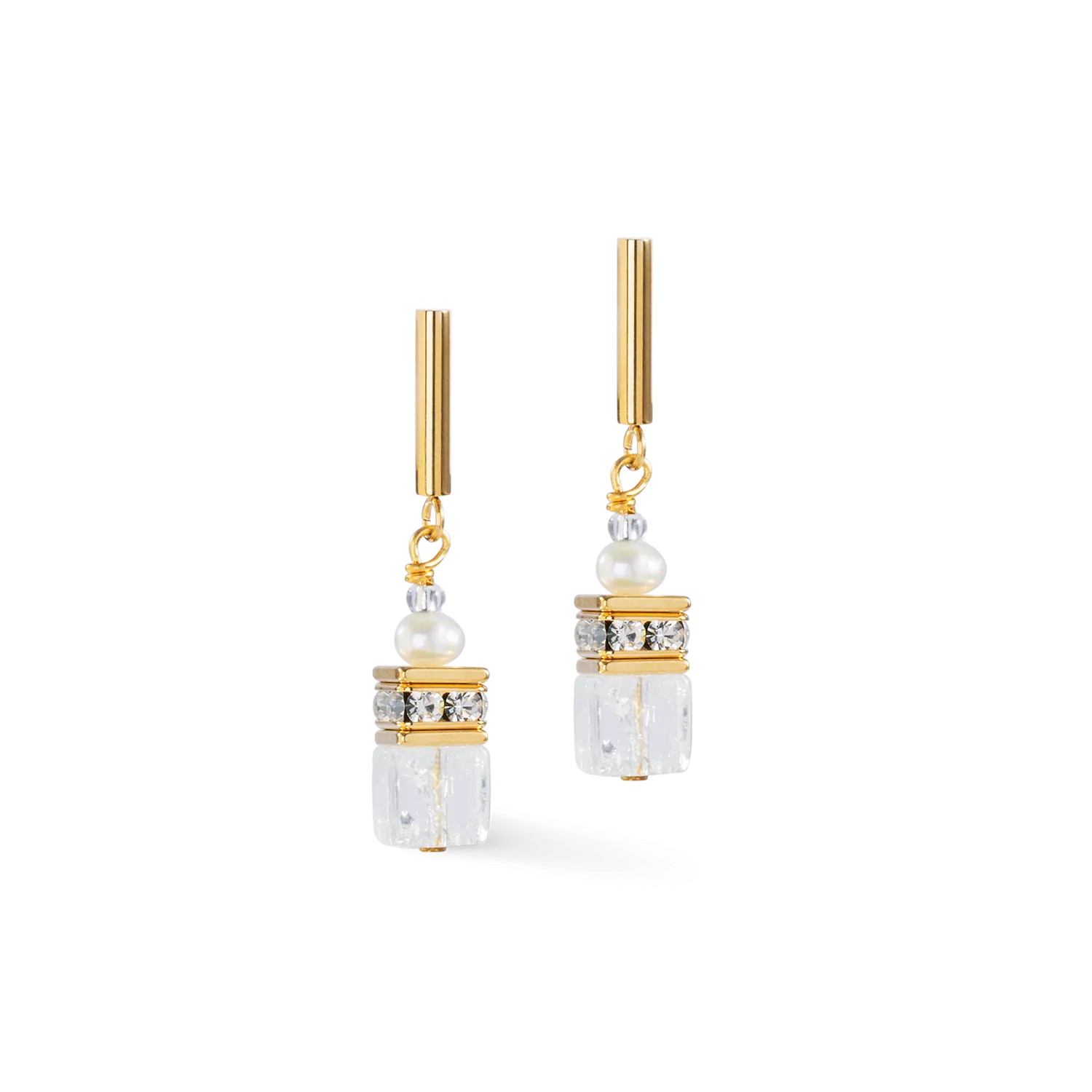 Earrings GeoCUBE® Fusion Precious Pearl Mix gold-white