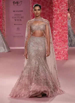 Elea powder pink ombre lehenga set