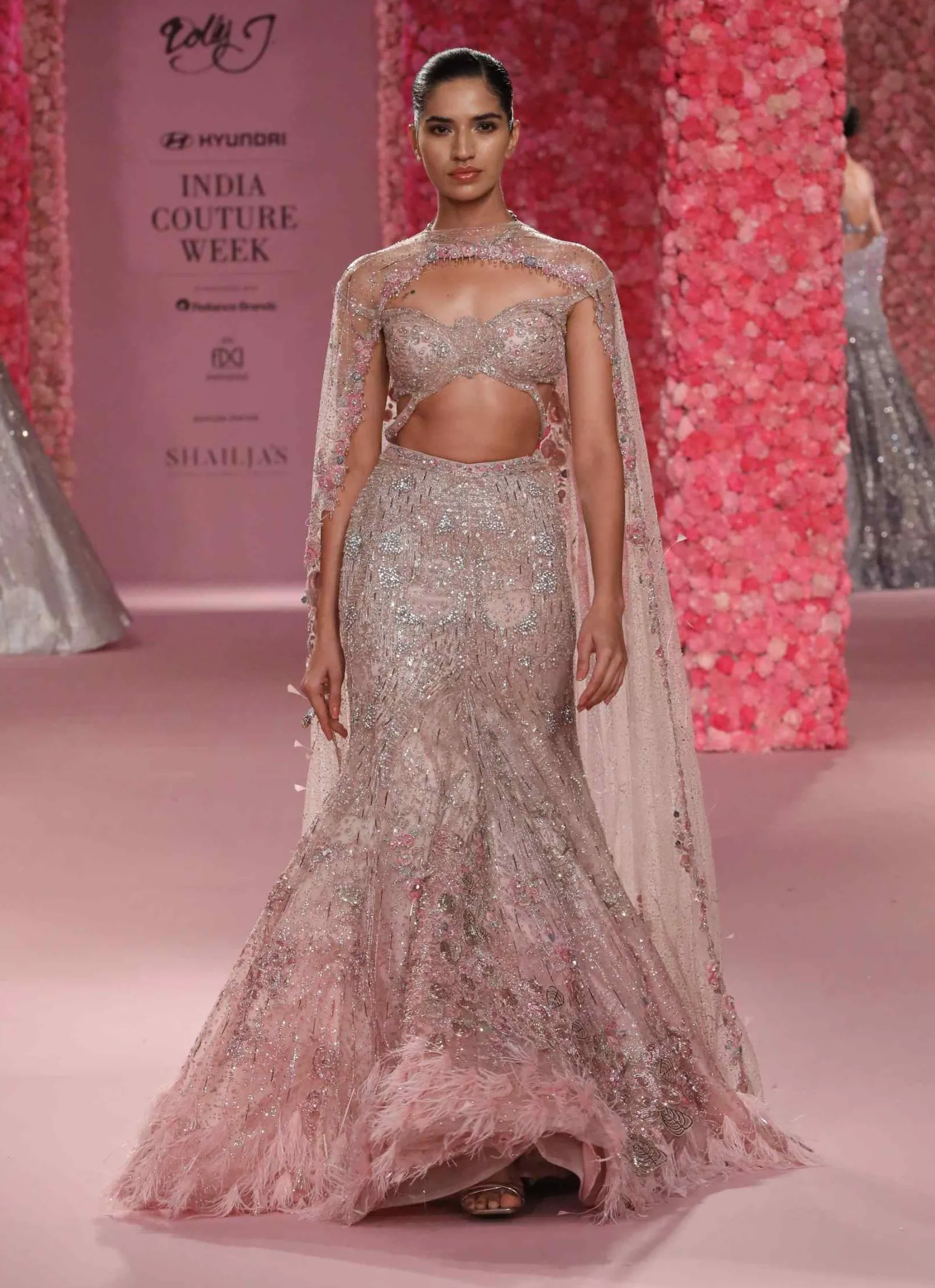Elea powder pink ombre lehenga set