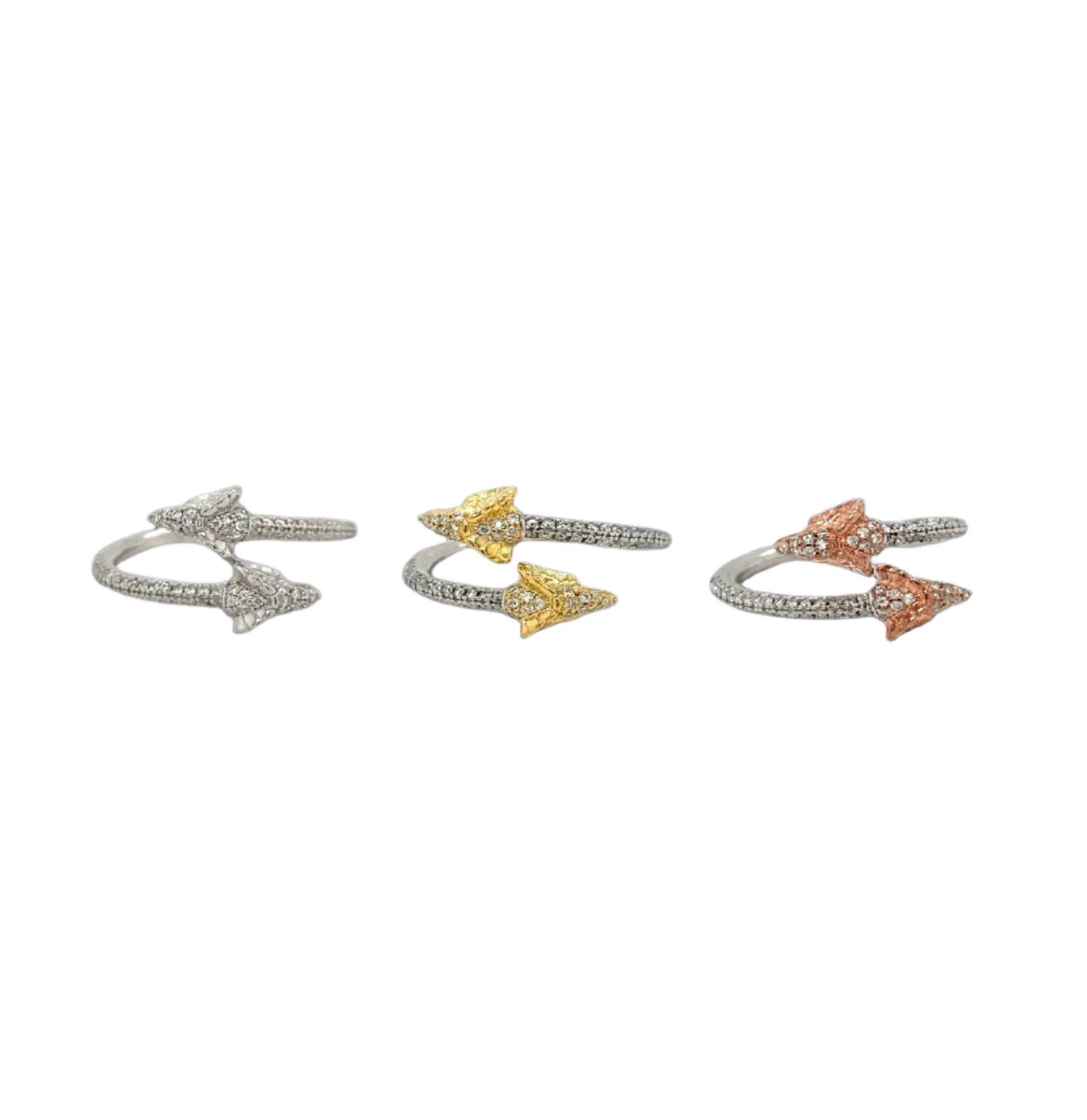 Elegant Dual Goat Head Silver Ring with Cubic Zirconia Accents - C105859