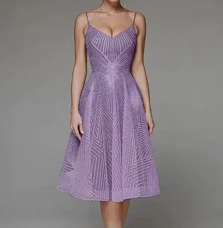 Embroidered Sling Intricate Detailed Evening Dress
