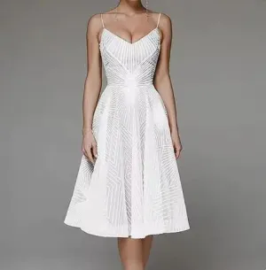 Embroidered Sling Intricate Detailed Evening Dress