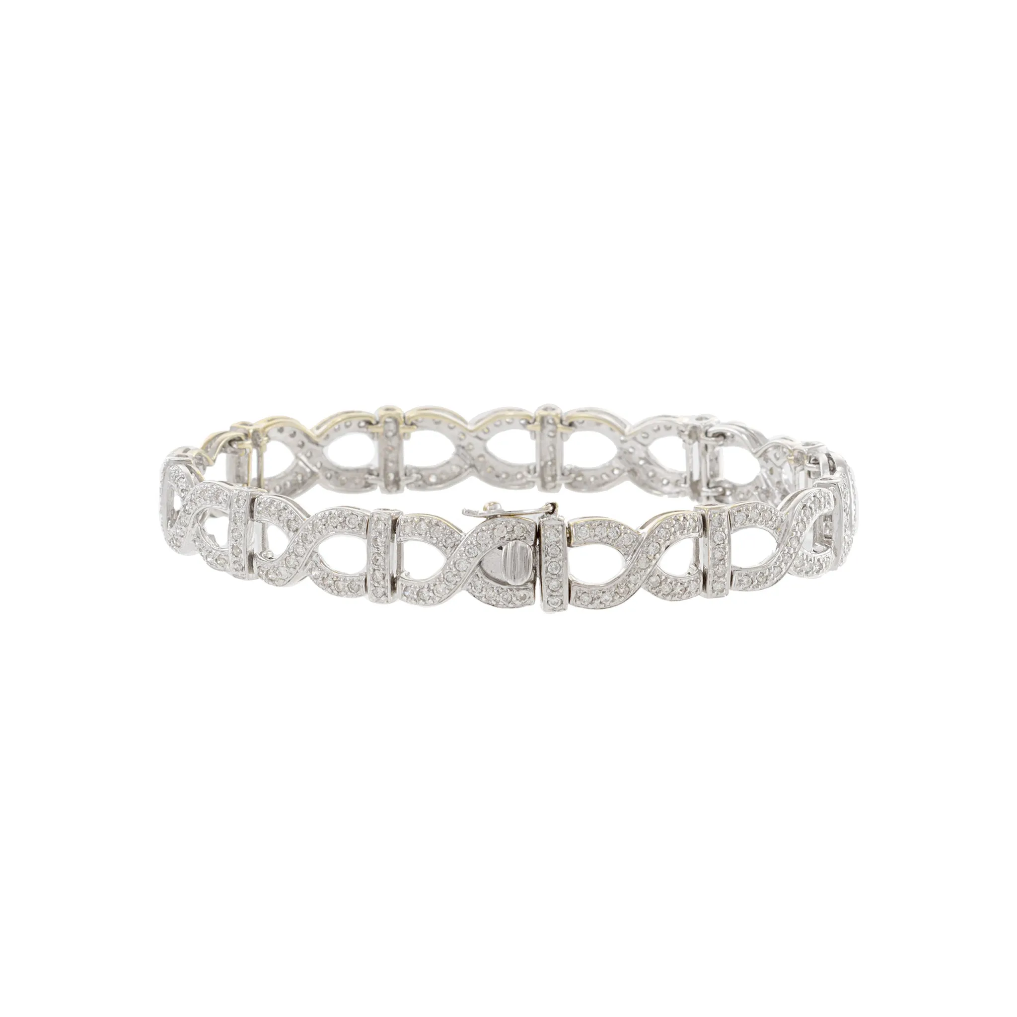 Estate 18KT White Gold X Link Diamond Bracelet