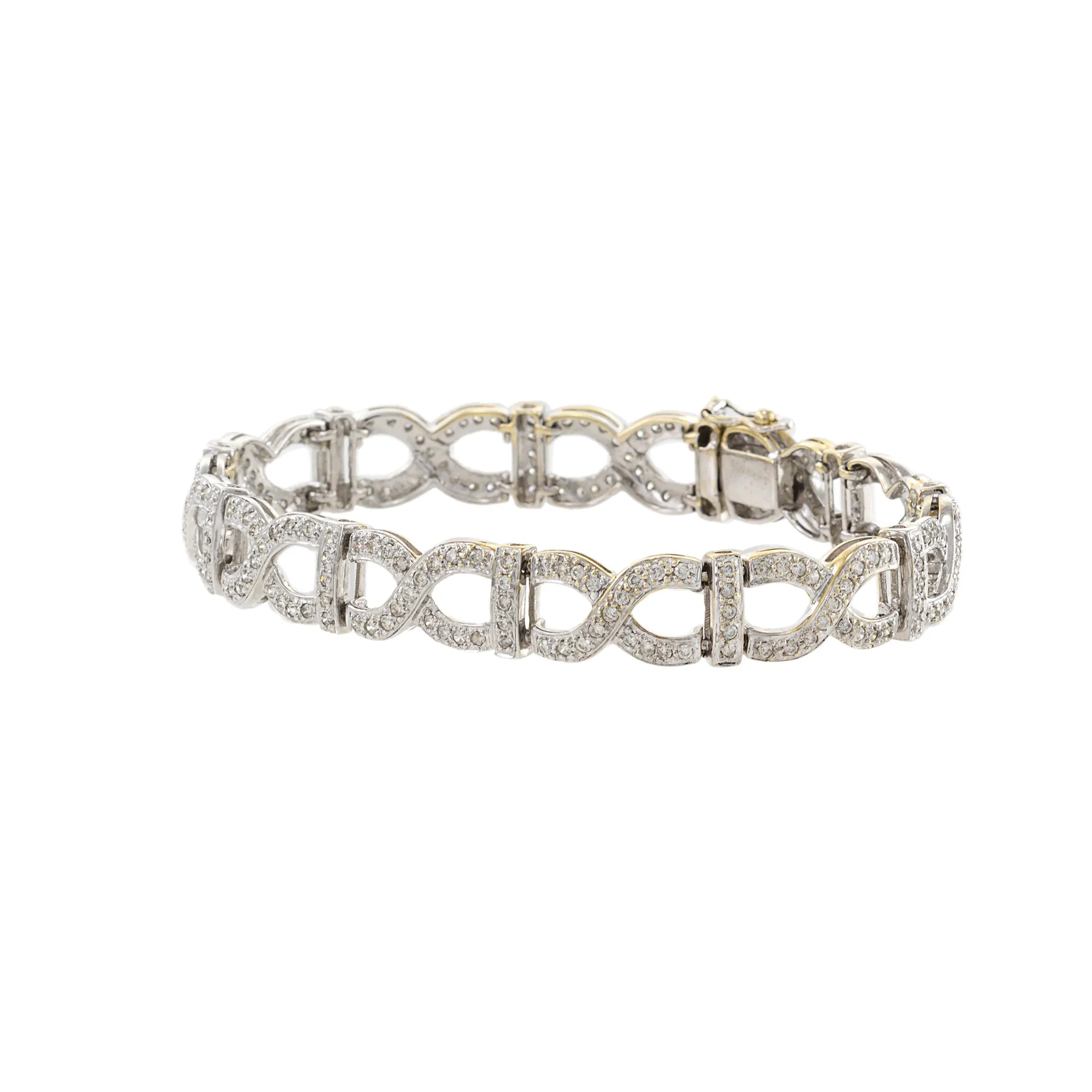 Estate 18KT White Gold X Link Diamond Bracelet