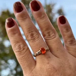 Eternal Flame: Fire Opal & Madeira Citrine 14k Gold Ring size 7