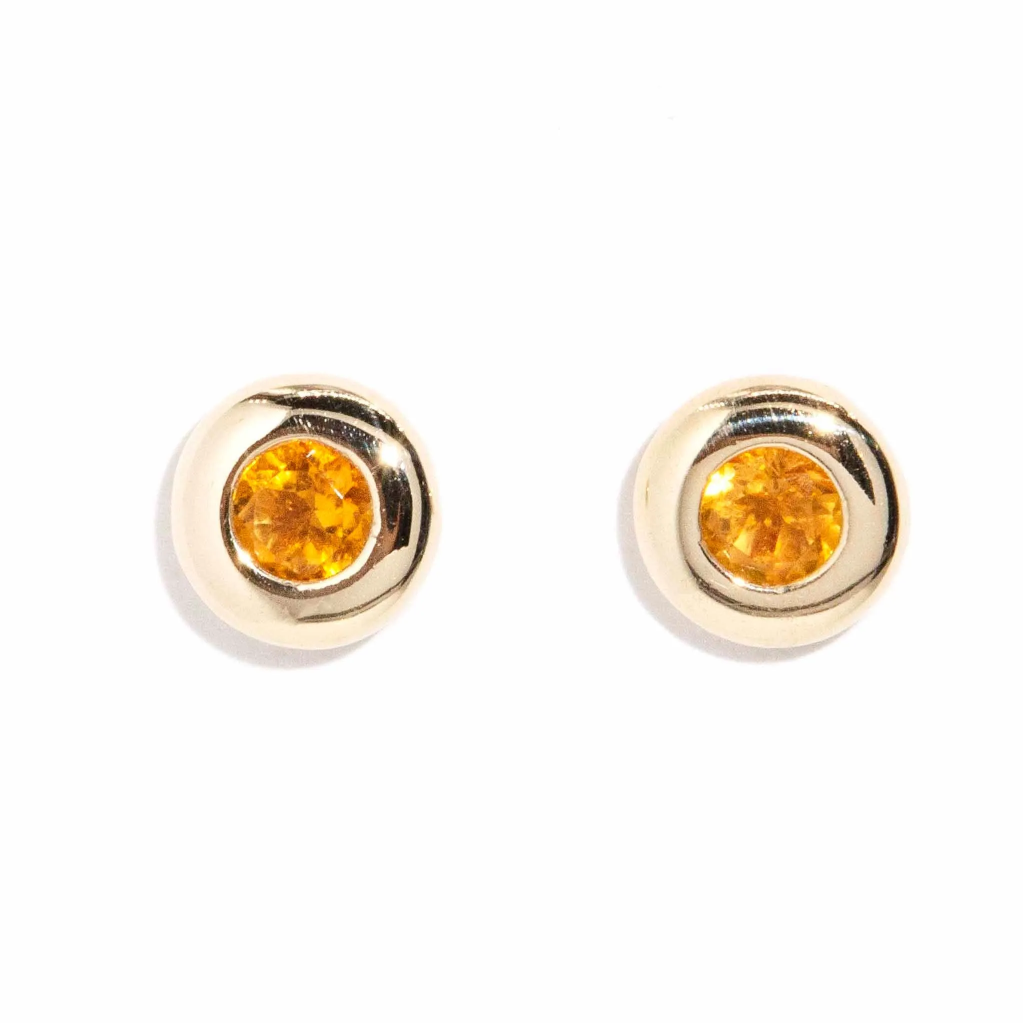 Eugenie Rubover Citrine Studs 9ct Gold