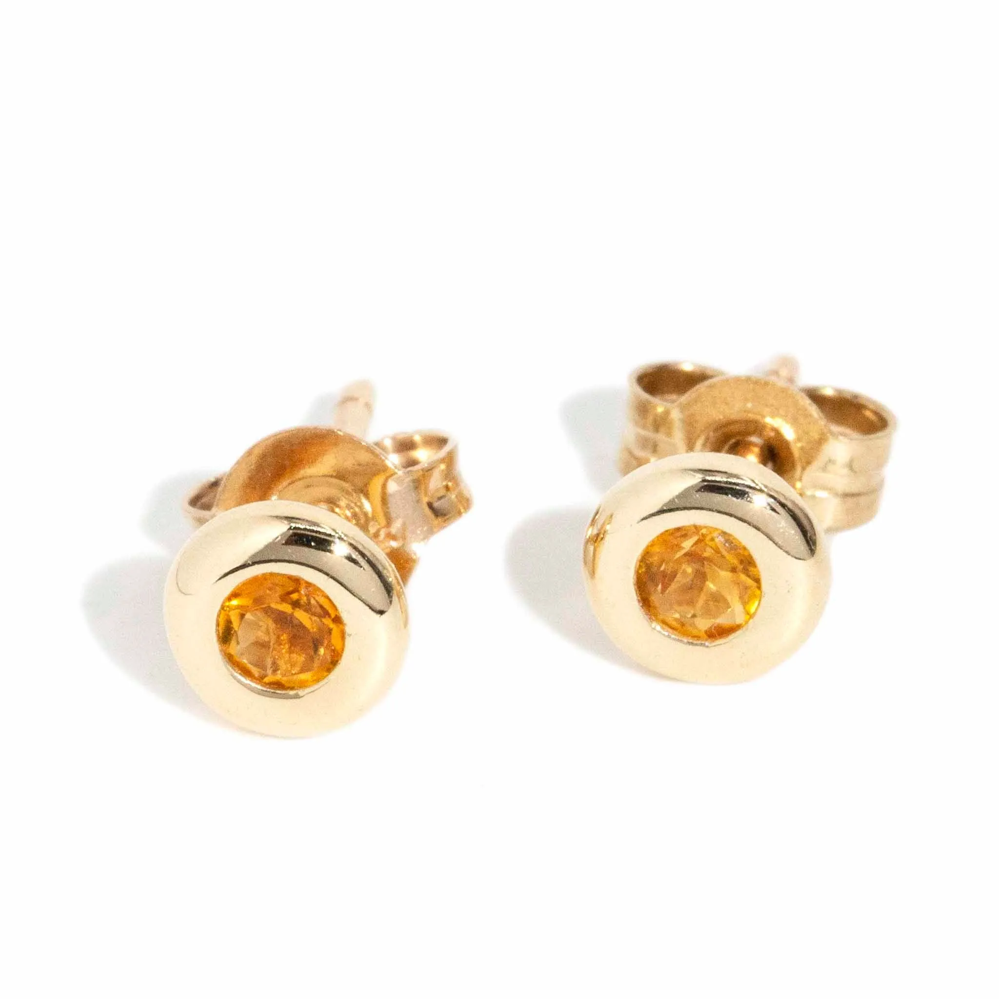 Eugenie Rubover Citrine Studs 9ct Gold