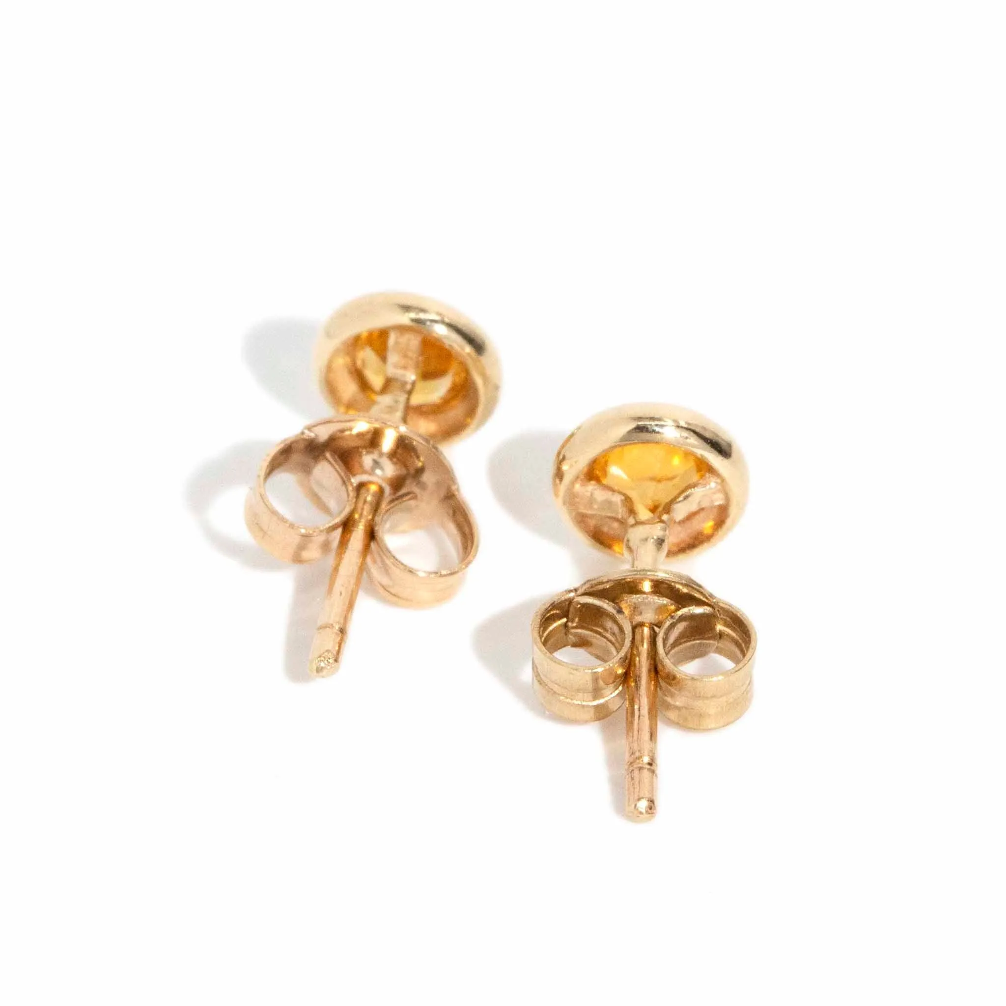 Eugenie Rubover Citrine Studs 9ct Gold