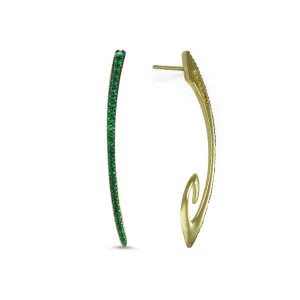 Exclamation Pavé Earring Medium - 18K Gold Vermeil   CZ Vert