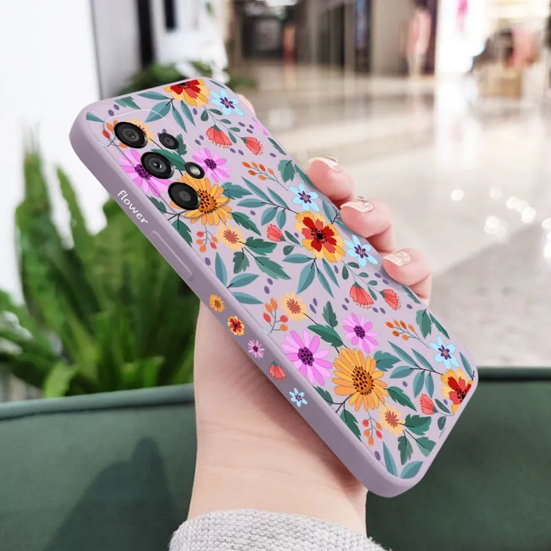 Floral Liquid Silicone Flower Case For Samsung Galaxy