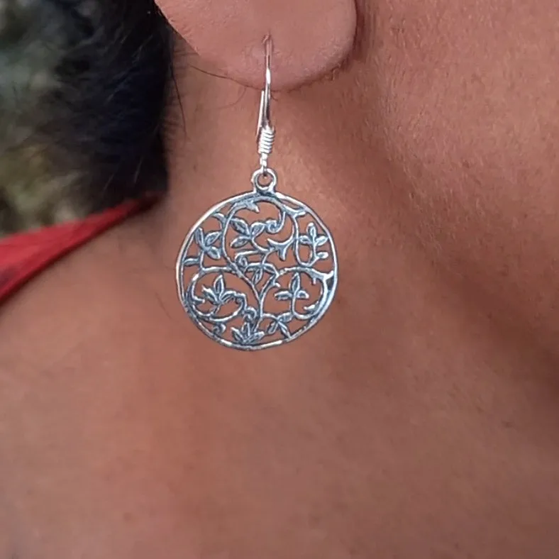 Flowering Vines Earrings - Sterling Silver, Indonesia
