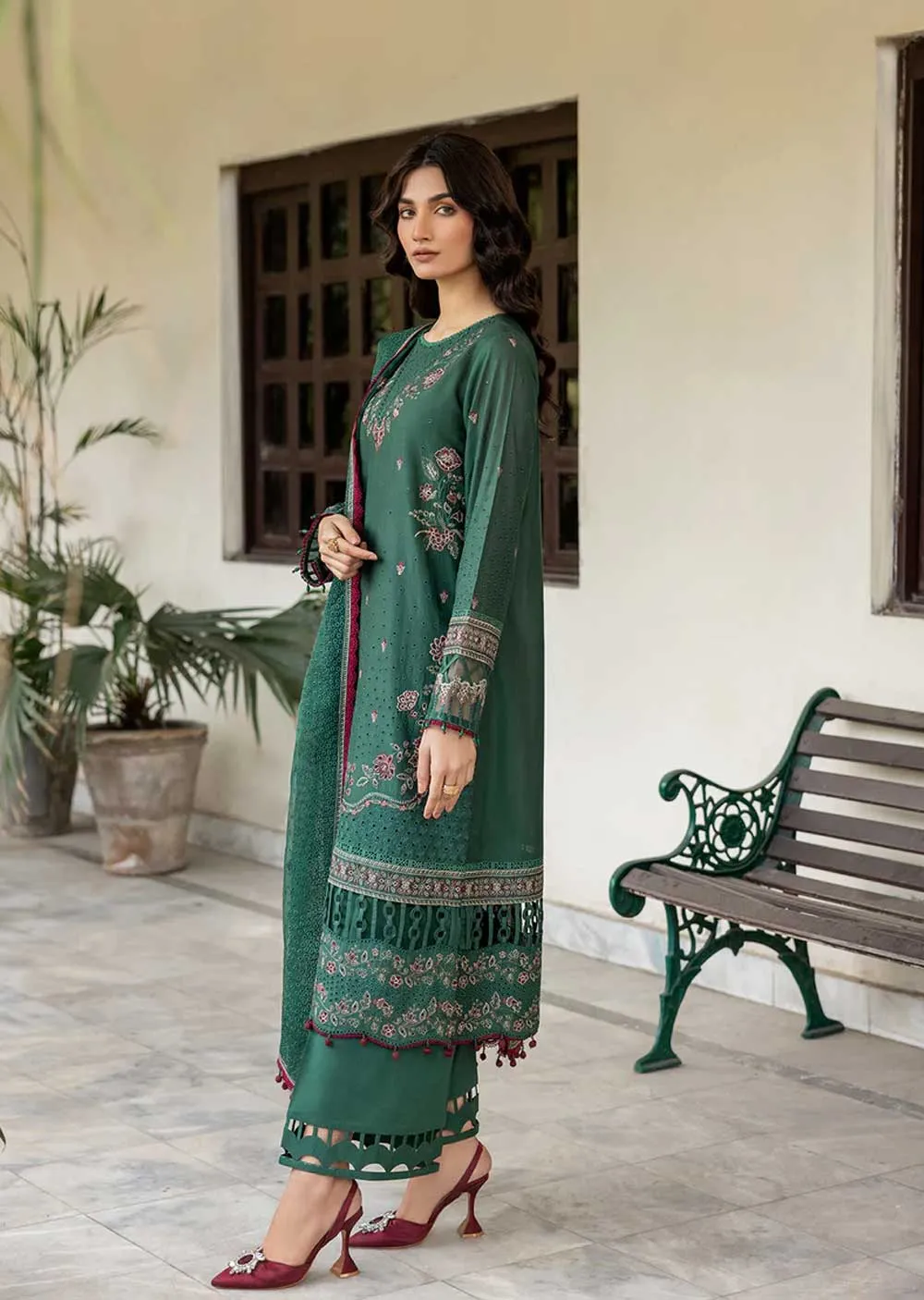 FSH-04 - Azure Grace - Unstitched -  Bahaar Embroidered Lawn Suit 2024