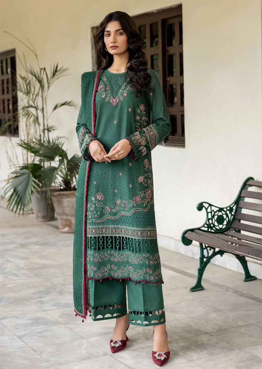 FSH-04 - Azure Grace - Unstitched -  Bahaar Embroidered Lawn Suit 2024