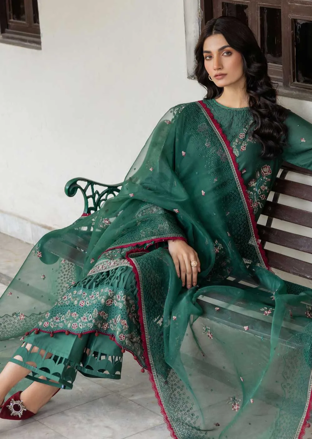 FSH-04 - Azure Grace - Unstitched -  Bahaar Embroidered Lawn Suit 2024
