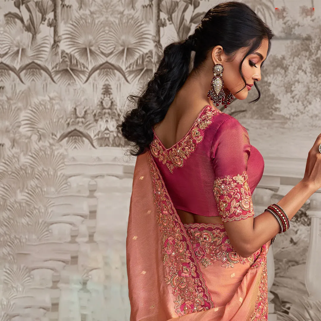 Fuchsia Fantasy Zari Embroidered Saree