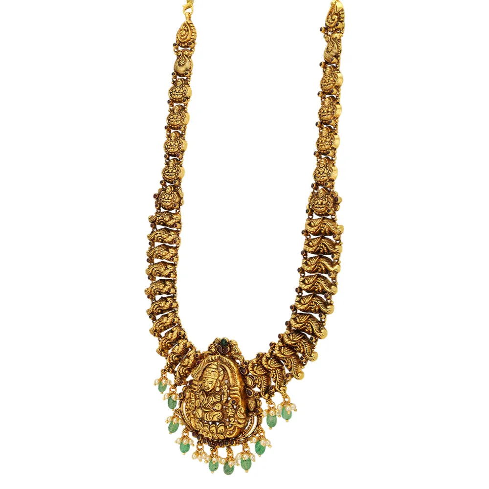 Glorious Lakshmi 925 Gold Plated Regal Peacock Enchantment Haram