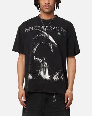 Goat Crew X House Of The Dragons Fire Vintage T-Shirt Black Acidwash