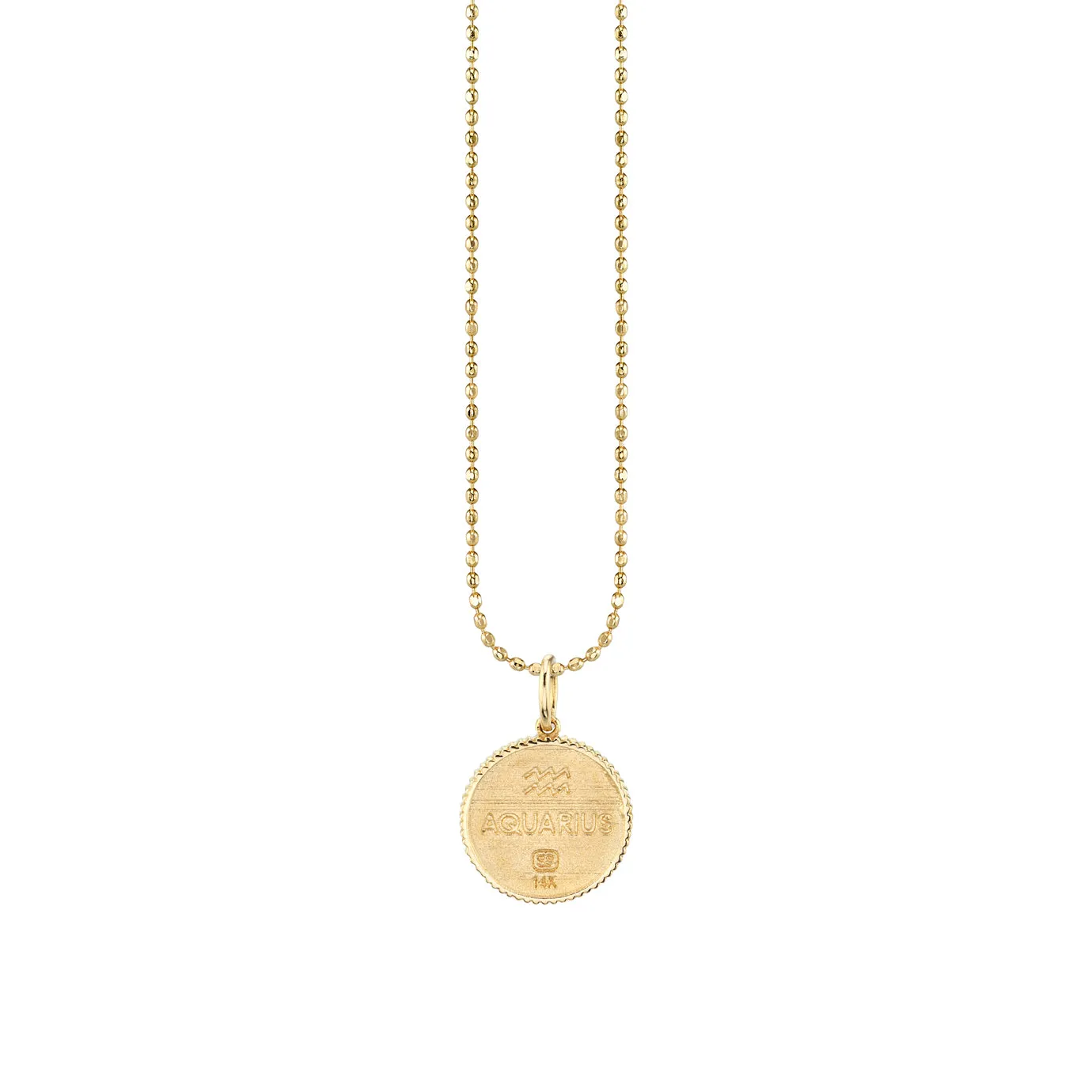 Gold & Diamond Aquarius Zodiac Medallion