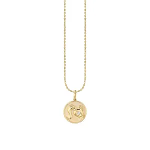 Gold & Diamond Aquarius Zodiac Medallion