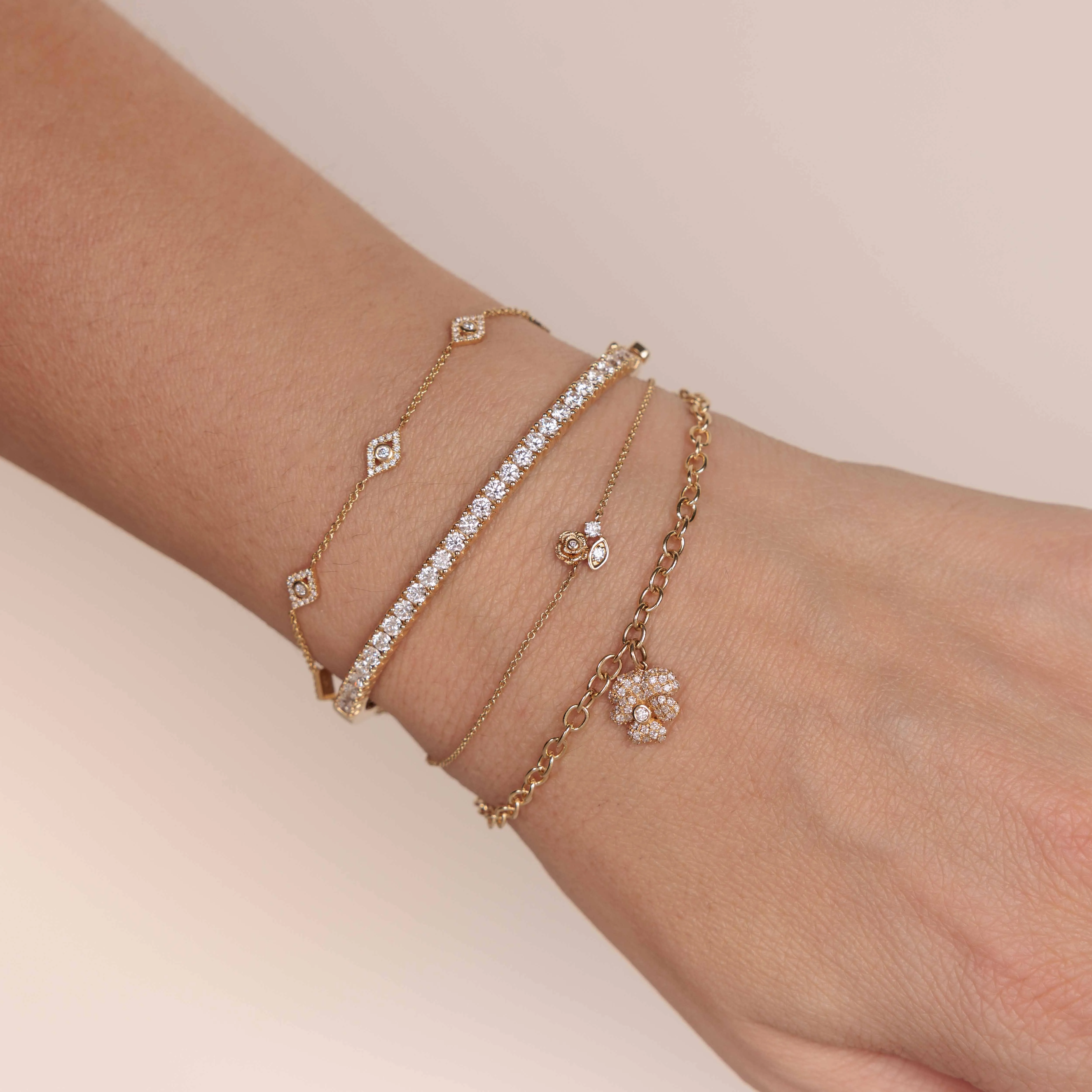 Gold & Diamond Multi Eye Bracelet