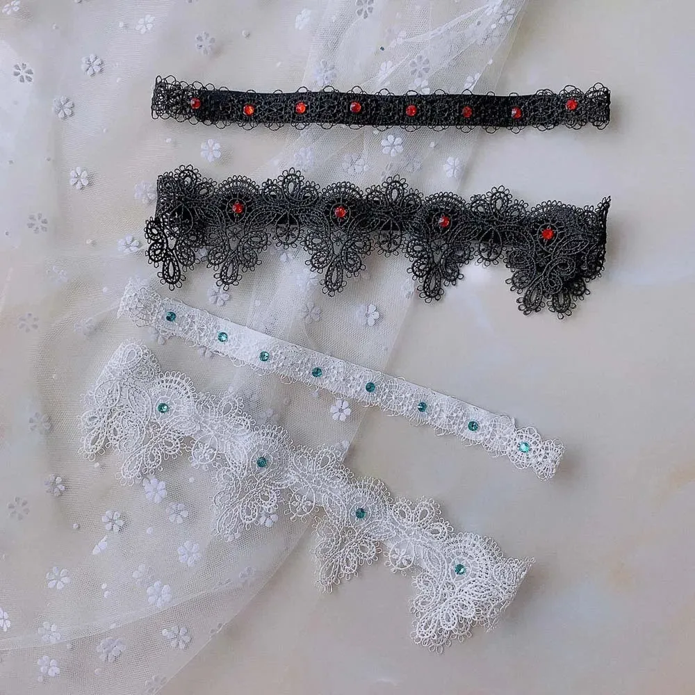 Hand-Embroidered Blue Rhinestone Lace Garter Belt for Wedding Bride, Sexy Thigh Ring & Cosplay