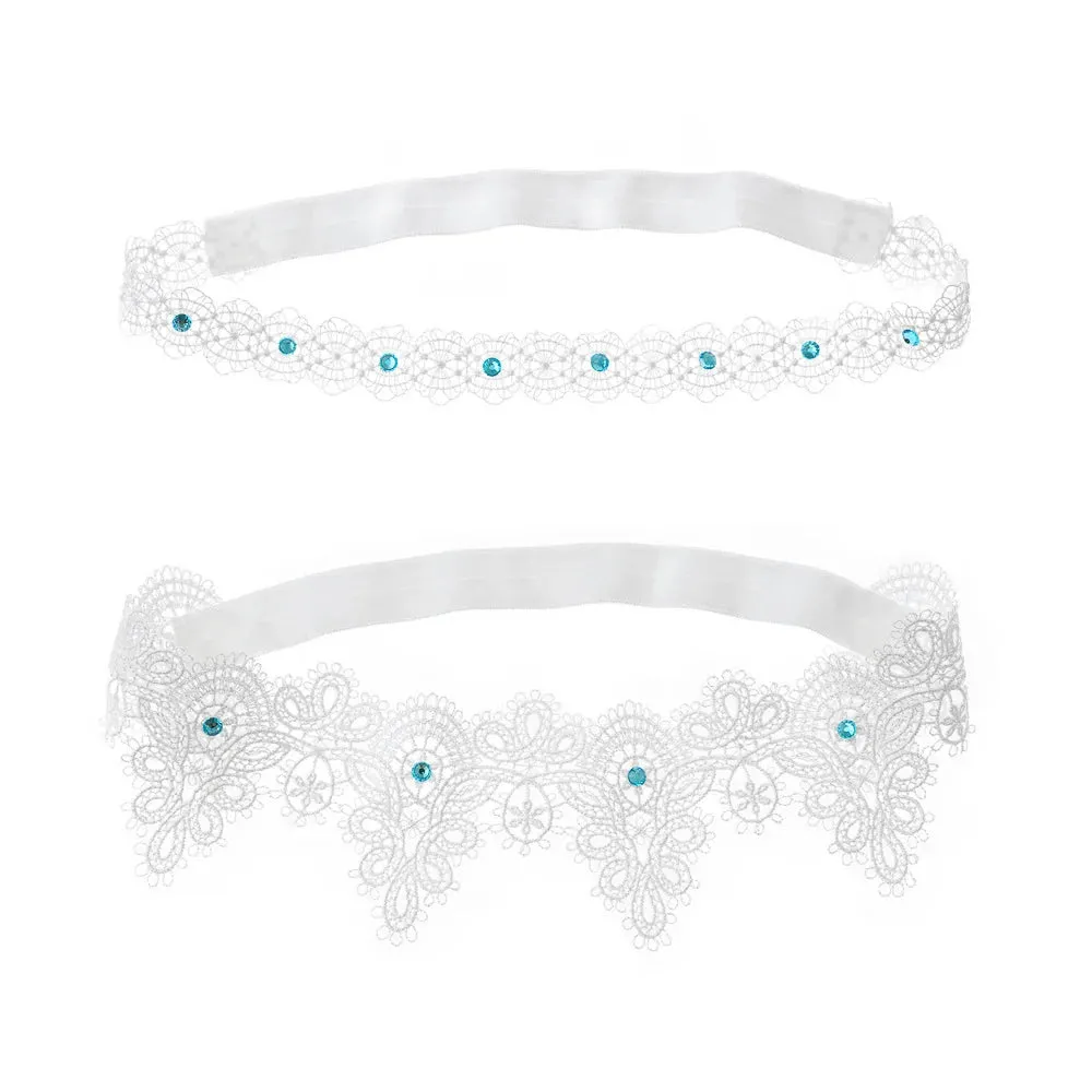 Hand-Embroidered Blue Rhinestone Lace Garter Belt for Wedding Bride, Sexy Thigh Ring & Cosplay