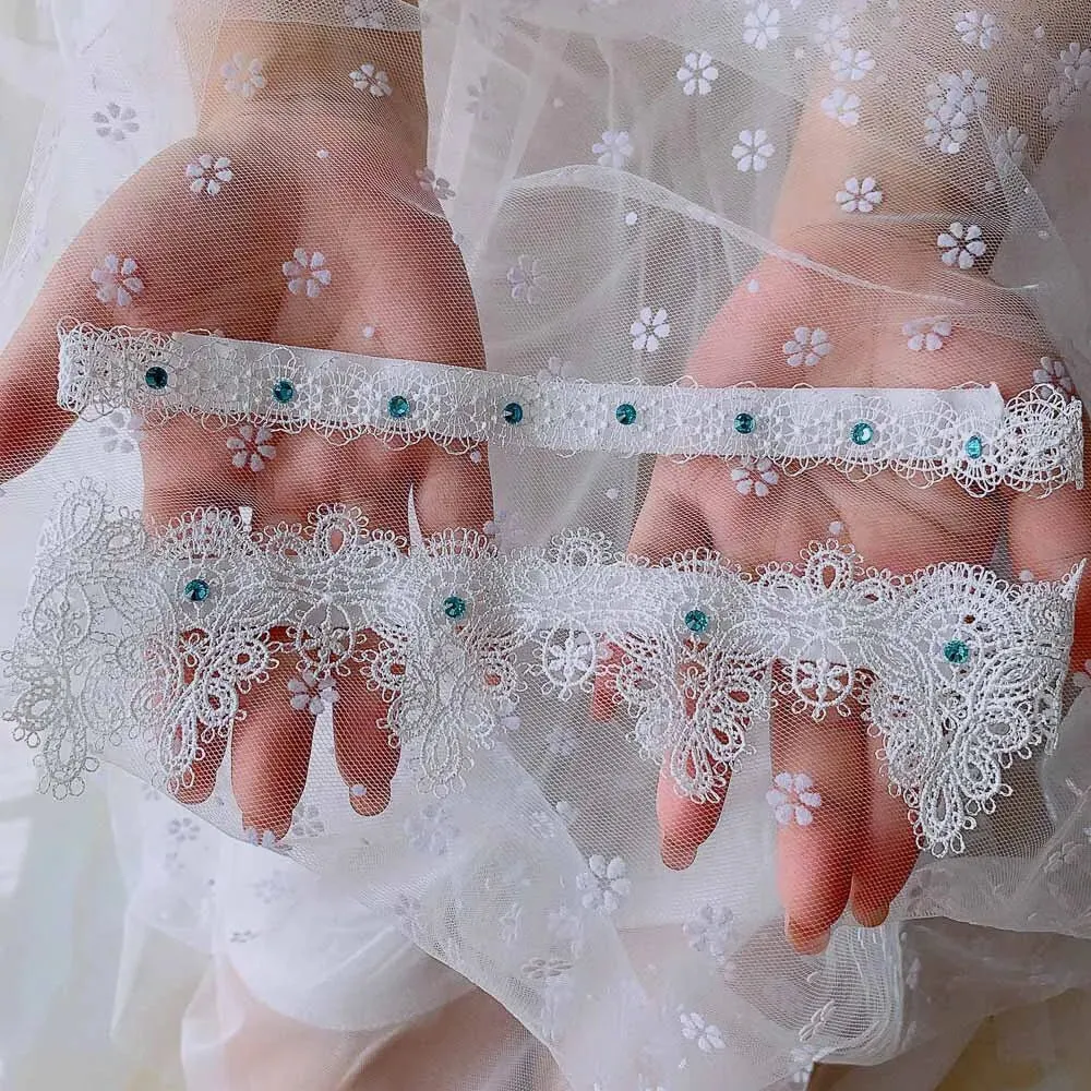 Hand-Embroidered Blue Rhinestone Lace Garter Belt for Wedding Bride, Sexy Thigh Ring & Cosplay