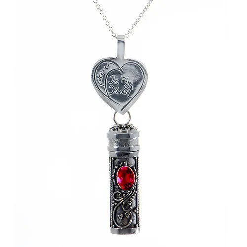 Handmade Sterling Silver Floral Cylinder Pendant with Choice of Gemstone