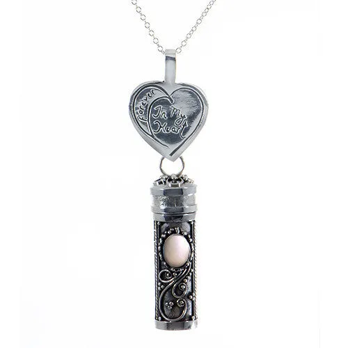 Handmade Sterling Silver Floral Cylinder Pendant with Choice of Gemstone