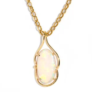 Hannah 1990s Crystal Opal Pendant & Chain 9ct Yellow Gold