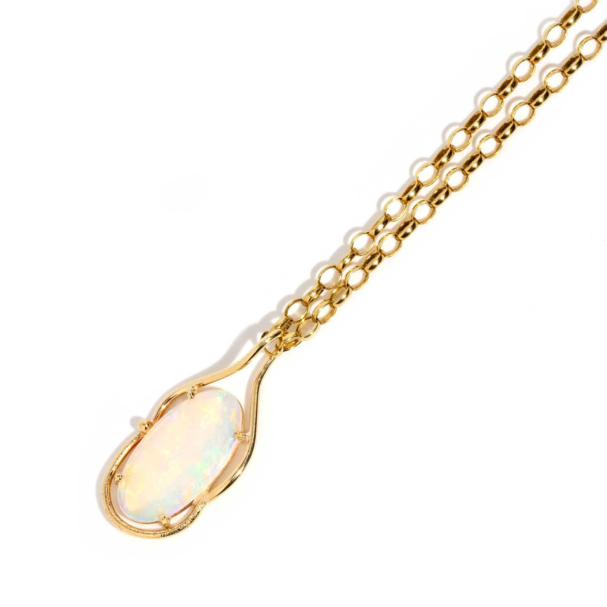 Hannah 1990s Crystal Opal Pendant & Chain 9ct Yellow Gold