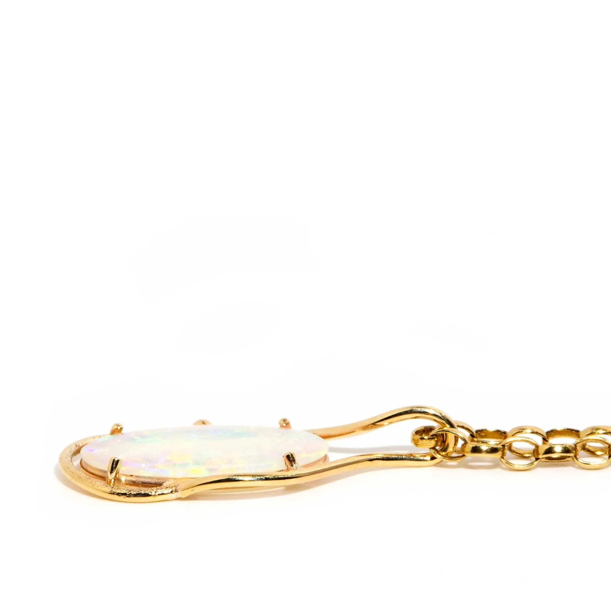 Hannah 1990s Crystal Opal Pendant & Chain 9ct Yellow Gold