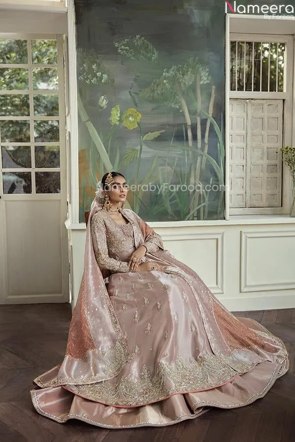 Heavy Peach Lehenga Combination Bridal Dress #BN1023