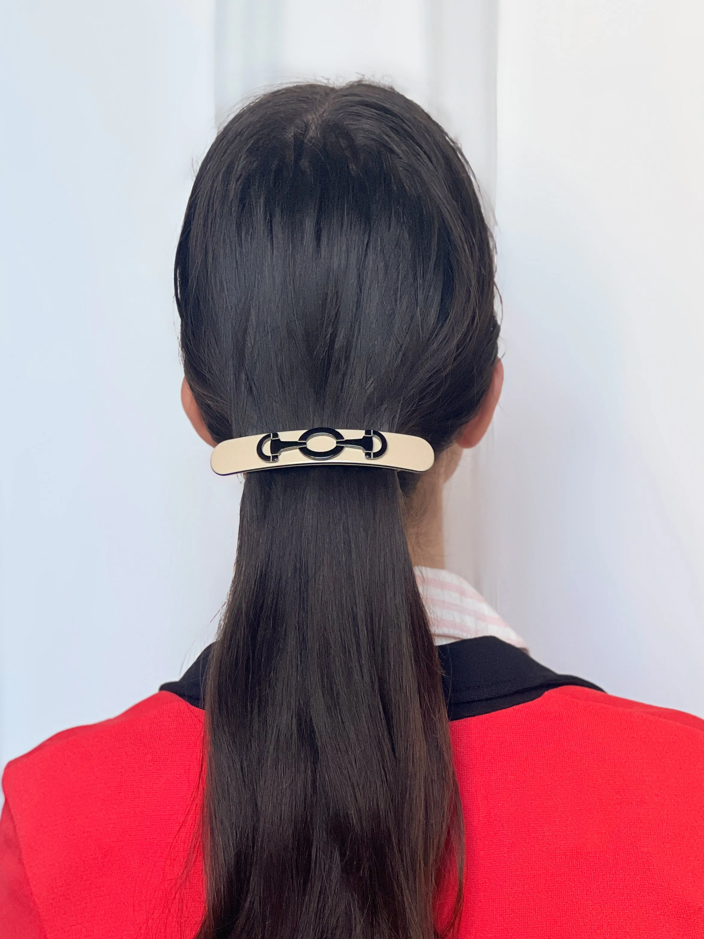 Horsebit Diane Large Ivory Hair Clip