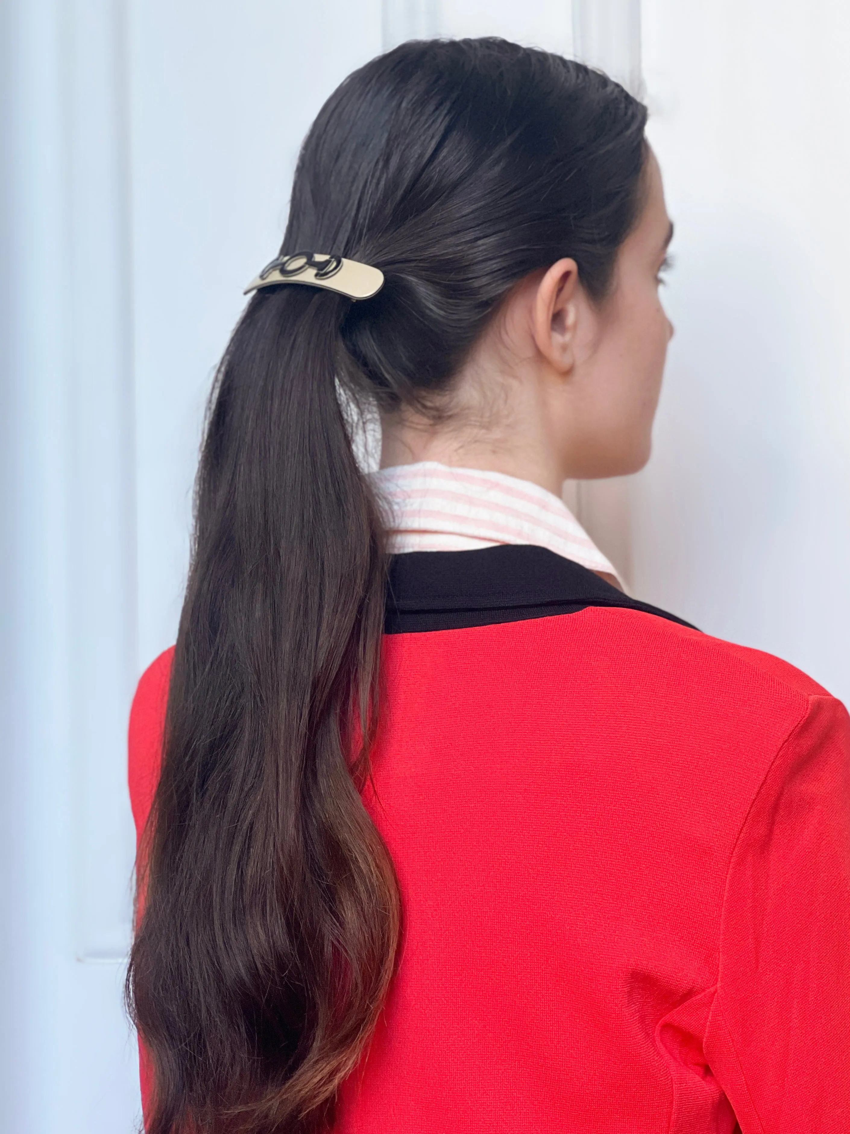 Horsebit Diane Large Ivory Hair Clip