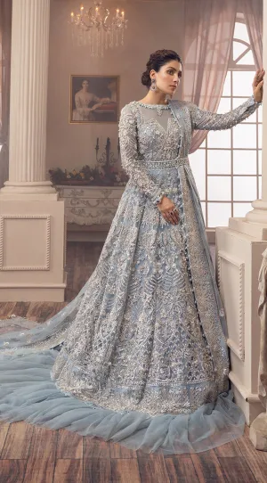 Ice Blue Lehenga Bridal Dress in Gown Style #BN1066