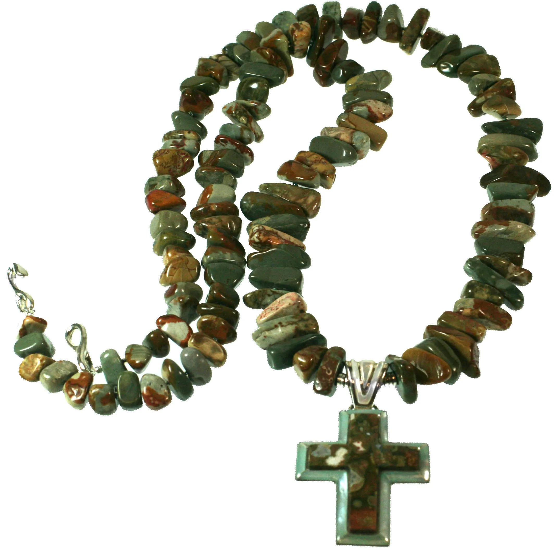 Inlay Cross with Jasper Beads