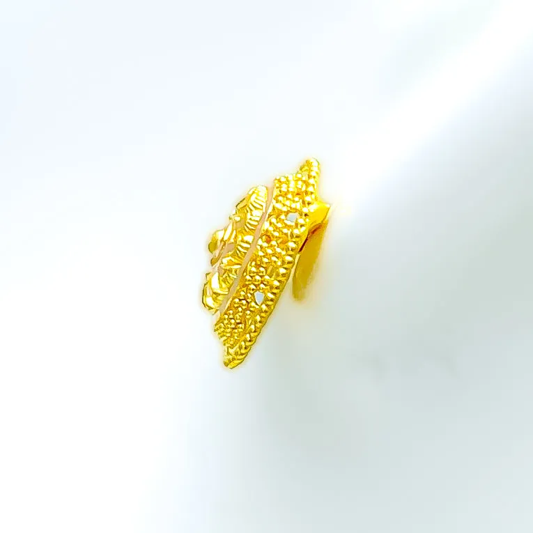 Intricate Beaded Flower 22k Gold Earrings