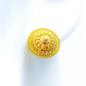 Intricate Beaded Flower 22k Gold Earrings