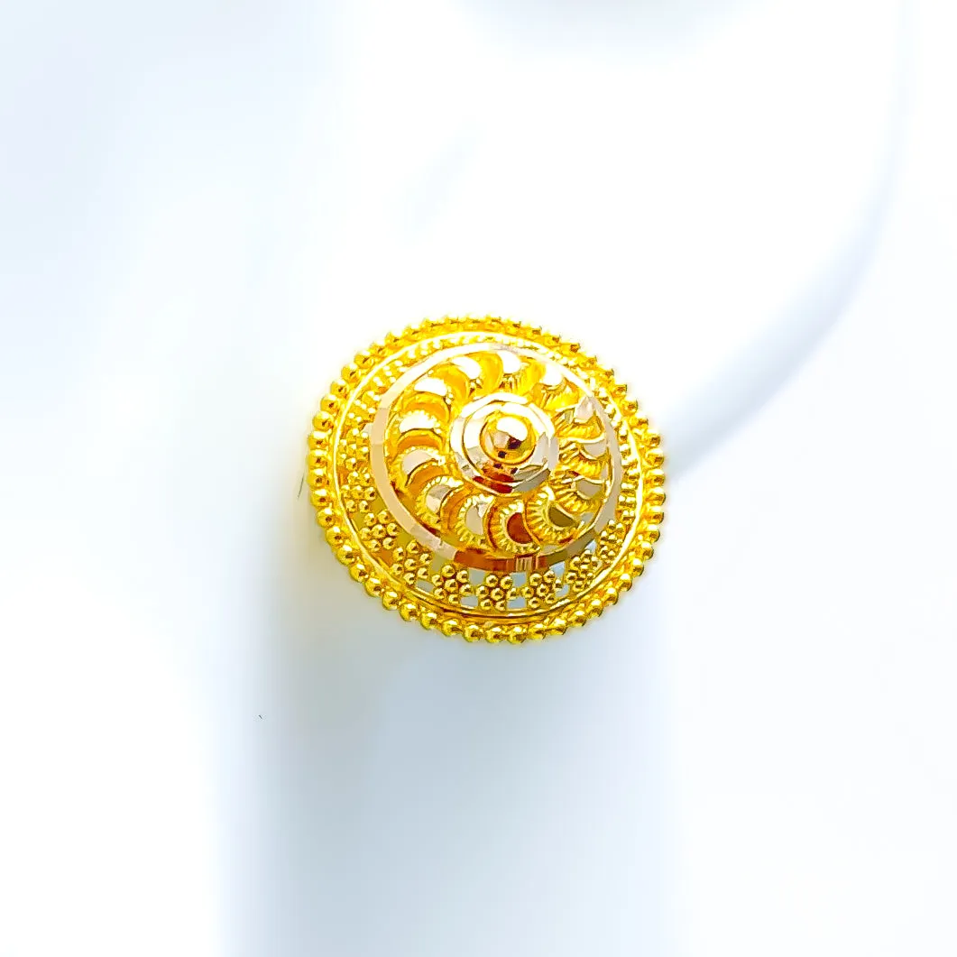 Intricate Beaded Flower 22k Gold Earrings