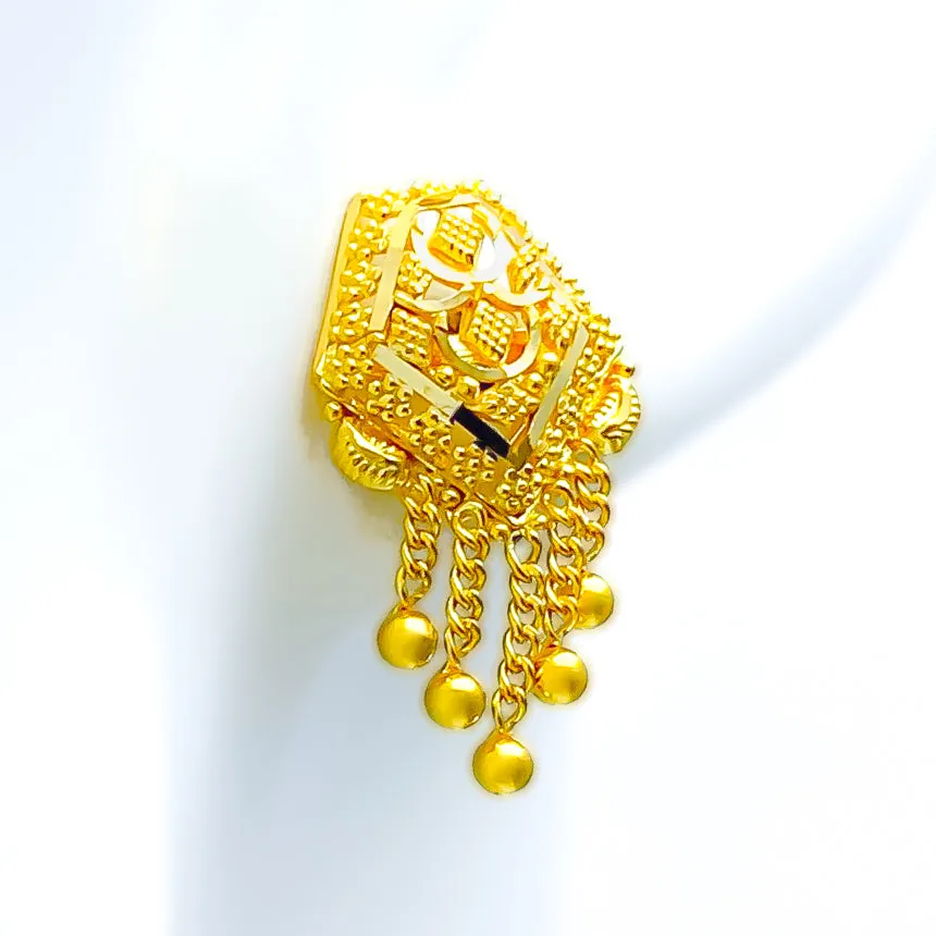 Intricate Detailed Dangling 22k Gold Earrings