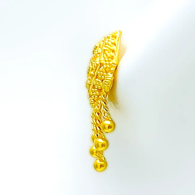 Intricate Detailed Dangling 22k Gold Earrings